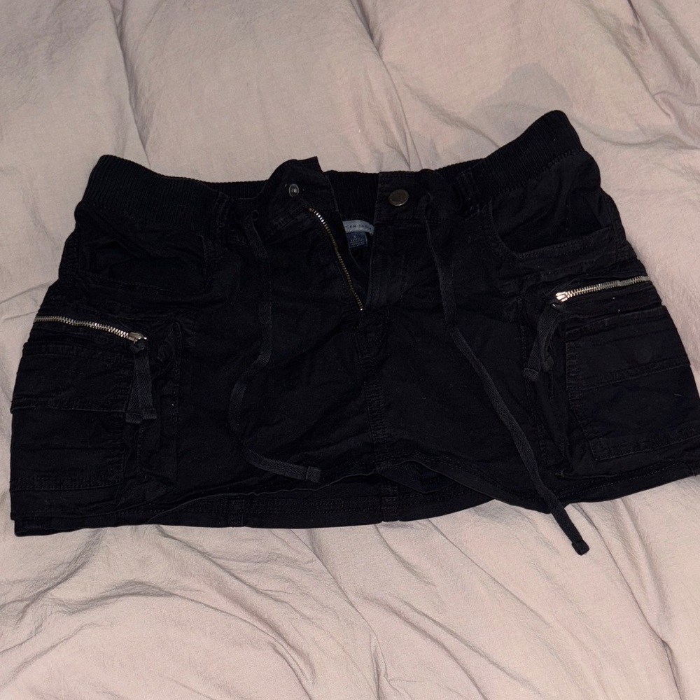 American Eagle Outfitters Black Stretch Cargo Skirt